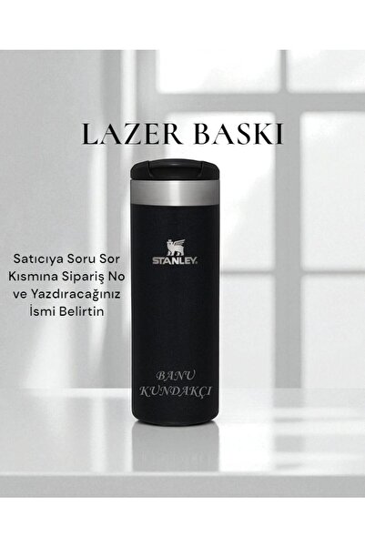 Stanley Kişiselleştirilebilir The Aerolight Transit Mug 0.47l / 16oz Outdoor Matara Özel İsimli Siyah