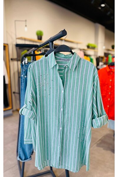 Butik Taş detaylı oversize gömlek