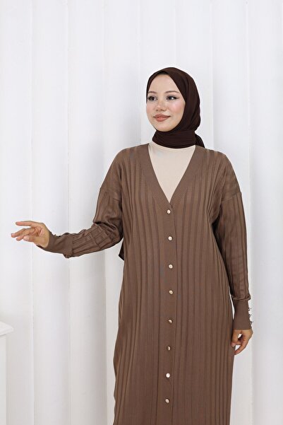 benguen Μακριά ζακέτα με σχέδιο N3257 Mink