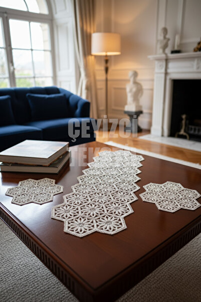 Çt Çeyizci Tekstil 3 Piece Living Room Coffee Table Set, Tablecloth 3 Piece Set