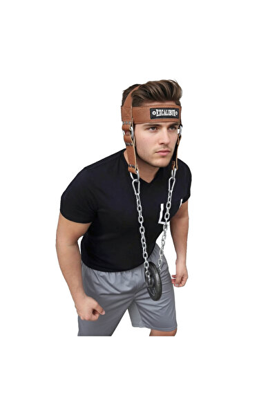 Excalibur حزام الرقبة من الجلد الطبيعي باللون البني الداكن