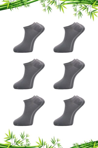 KARDEŞLER ÇORAP Bambu Erkek Patik Gri Çorap Dikişsiz 6'lı Paket