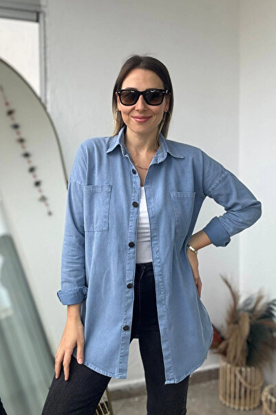 Kubos Moda سترة قميص من الجبردين الأزرق