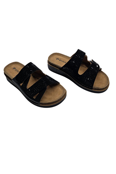 Benittokids Papuci de damă Enova Anatomical Stone cu bandă dublă cu velcro