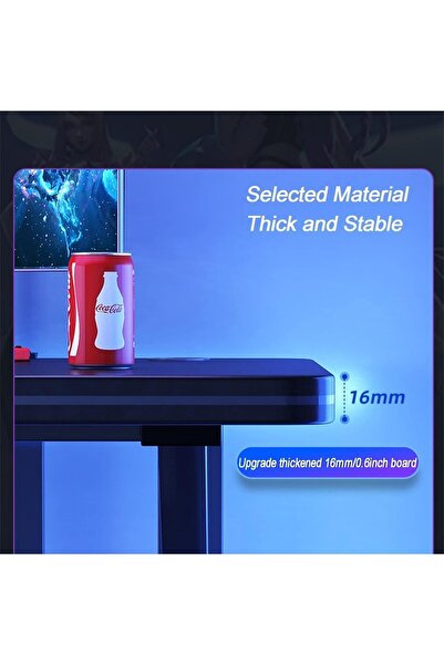 Generic Gaming Computer Desk Comfortable Steel Legs K-Shaped with Cable Holes, Durable Desk for Bedroom and