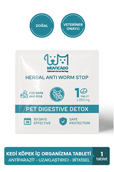 muvicado Kedi Köpek İç Dış Parazit Bitkisel İç Organizma Tableti Anti Parazit Kovucu Giderici Ödül Tablet
