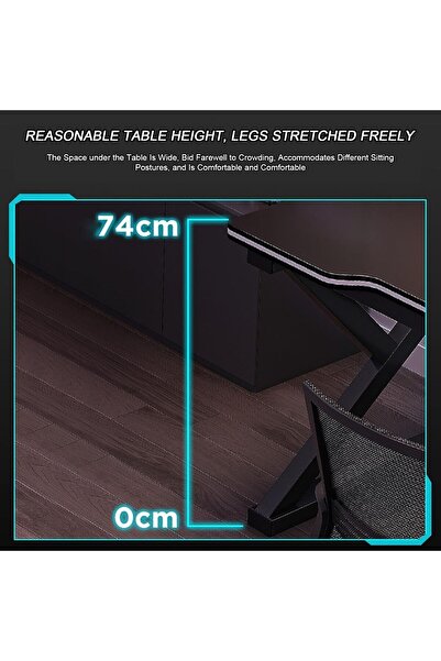Generic Gaming Computer Desk Comfortable Steel Legs K-Shaped with Cable Holes, Durable Desk for Bedroom and