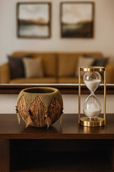 Tasarım Doğal Hindistan Cevizi Dekoratif Obje – El Yapımı Bohem Tarz Kalemlik...