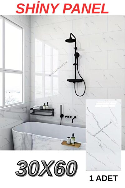 Renkli Duvarlar Tezgah Arası Kendinden Yapışkanlı PVC Beyaz Kaplama Paneli 30x60 cm