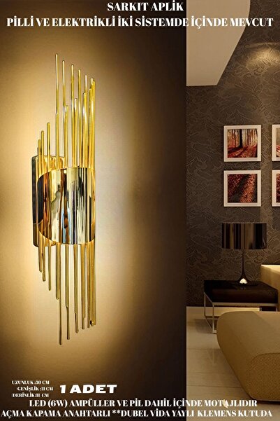 nazarium Pilli Aplik Sarkıt Gold Duvar Aplik, Duvar Aplik Aydınlatma Altın Led Duvar Lambas Aplik Gold