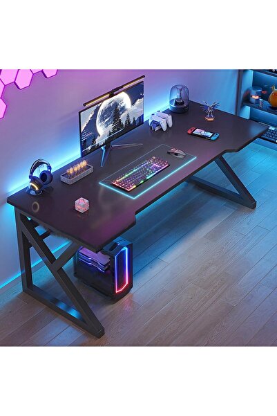 Generic Gaming Computer Desk Comfortable Steel Legs K-Shaped with Cable Holes, Durable Desk for Bedroom and