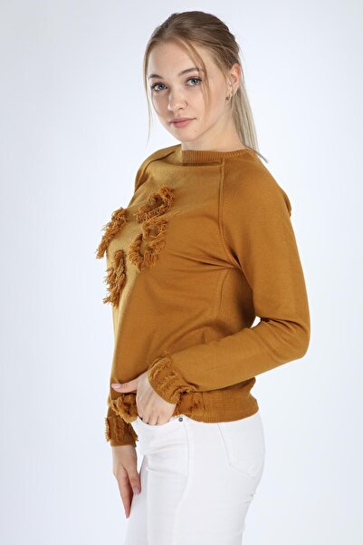 FTZ Γυναίκες Kadın Yazı Detay Salaş Tunik Safran 21-1171