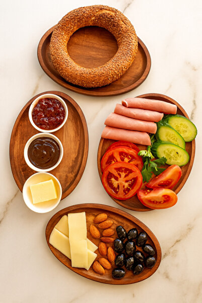 Onouqo Boiselle Wooden 4-Piece Breakfast Set, Breakfast Utensils, Serving Tra...