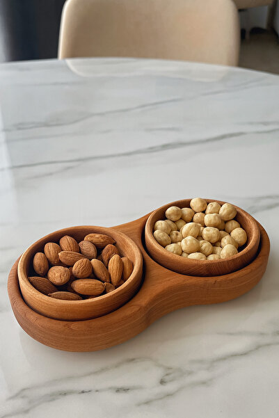 Onouqo وعاء خشبي للوجبات الخفيفة من بوسفيا (درجة أولى) بأربعة أقسام، صينية تق...