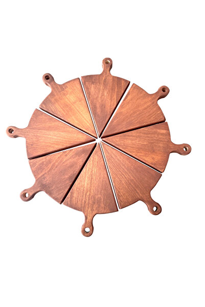 Onouqo Sylera Ahşap 8 Parça Pizza Altlık, Sunumluk, Servis Tabağı ( 1.Sınıf Kalite Kayın Ağacı ) 31x31cm