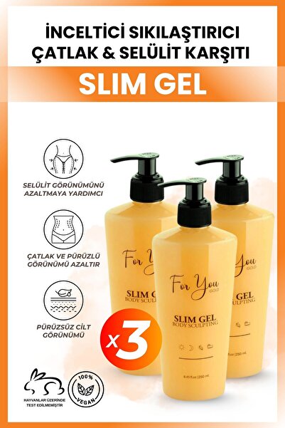 For You Gold Slim Jel Selülit Çatlak Karşıtı, Bölgesel İncelmeye Yardımcı Sıcak Formül Isıtıcı Etkili Set(3Adet)