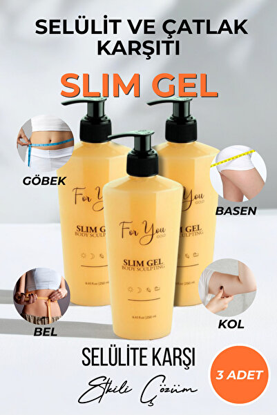 For You Gold Slim Jel Selülit Çatlak Karşıtı, Bölgesel İncelmeye Yardımcı Sıcak Formül Isıtıcı Etkili Set(3Adet)