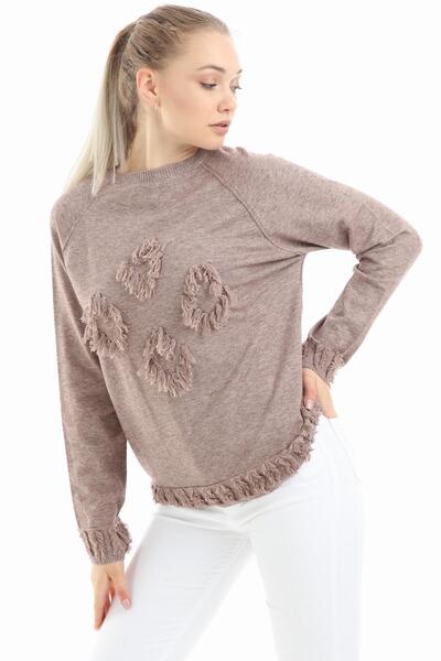 FTZ Γυναικείες Kadın Yazı Detay Salaş Tunik Beige 21-1171