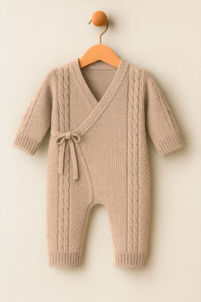 Minytrendy Baby Boy Winter Knitwear Hair Braided Children's Kimono Tie-Up Newborn Jumpsuit Baby Gift