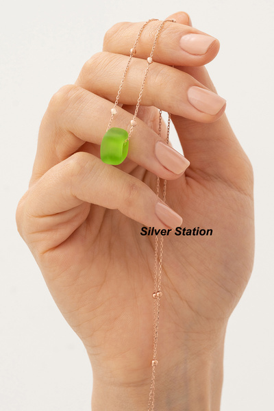 Silver Station Rose Renk 925 Ayar Gümüş Kolye - Taşlı Zincir Kolye 40-45-50-5...