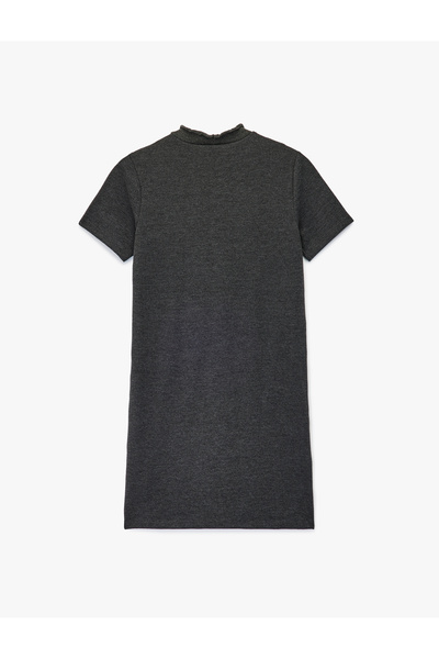 Koton Slim Fit Kısa Kollu Dik Yaka Mini Triko Elbise