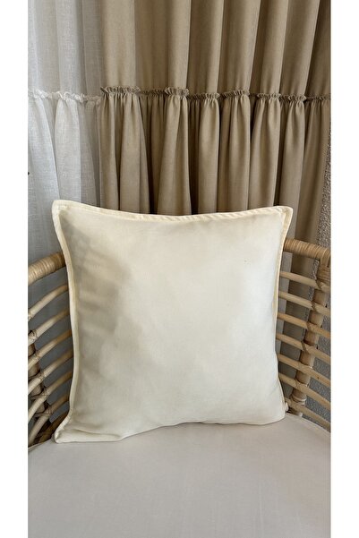 Decamor home Velvet Textured Ecru Throw Pillow Cover