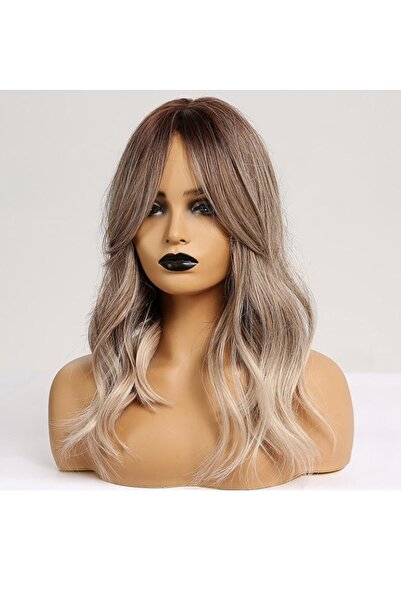 animis beauty Peruca medie Ombre BLOND, ondulata, fibra sintetica cu aspect n...