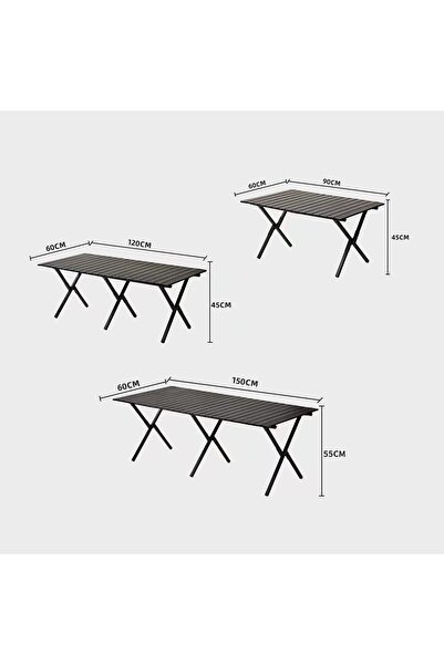 AutoFamily AUTO FAMILY Folding Aluminum Camping Table Black (120 CM) – Aluminum Roll-Up Table