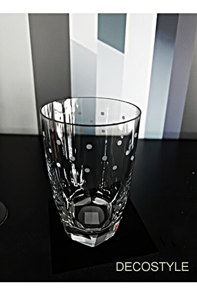 DECOSTYLE El İşçiliği Kristal Dekorlu Köşeli Meşrubat Bardakları – 6’lı Soğuk Kesme Nokta Tasarım Premium Set