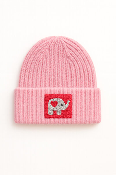 byebruketenci New Year's Luxury Wool Hat - Pink, Red Elephant Punch Patterned...