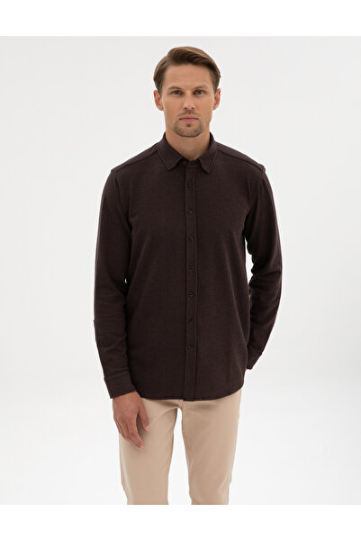 Pierre Cardin Koyu Kahverengi Regular Fit Örme Gömlek 50311692-VR084