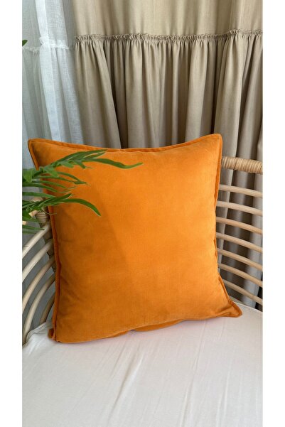 Decamor home Kadife Dokulu Turuncu Kırlent Kılıfı