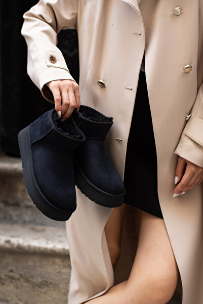 DESPİNA KELY Kadın Kahverengi Süet Kalın Taban İçi Kürklü Mini Rahat Taban Kadın Bot