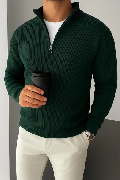 pepule Pulover Tricotaj - Jumătate cu fermoar