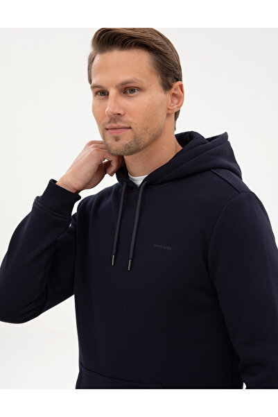 Pierre Cardin Lacivert 2 İplik Regular Fit İçi Polarlı Kapüşonlu Basic Sweatshirt 50314055-VR033