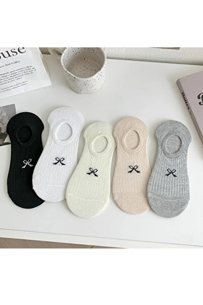 SEVORIA 5' Çift Kadın Soft Renkli Görünmez Pamuklu Patik,Babet Çorap