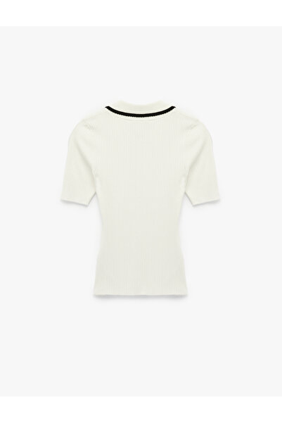 Koton Πλεκτό πουλόβερ με κοντό μανίκι με λεπτομέρεια αντίθεσης χρώματος