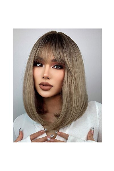 animis beauty Peruca medie Saten Deschis, fibra sintetica cu aspect natural, par mediu drept, cu breton, 40 cm