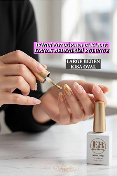 Easy Beauty 100 Adet Jel Tips LARGE Beden Kısa Oval Protez Takma Tırnak Seti