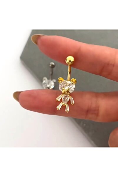 Heppii Ayıcıklı Göbek Piercingi Ayıcık Figürlü Göbek Piercing Gold