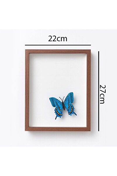 SIRADIŞI REKLAM Kelebekli Derin Ahşap Çerçeve - 22x27cm KİŞİYE ÖZEL RESİM HED...