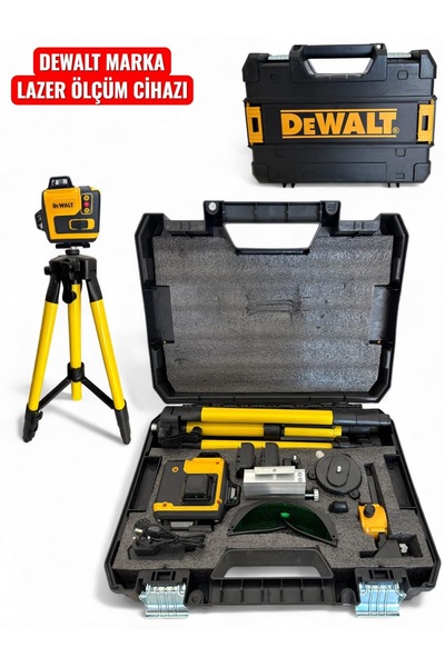 Lazer Otomatik Nivelatör - 16 Yeşil Çizgili, 360 Derece Dönüşlü, 2mm/12m Hass...