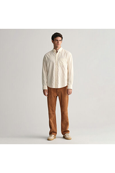 Gant Erkek Bej Relaxed Fit Düğmeli Yaka Çizgili Gömlek