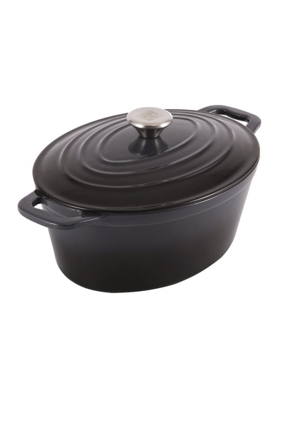 Carl Schmidt Sohn Enameled cast iron pot with lid, 7.7L – Carl Schmidt Sohn 075262, gray, 36x27.8 cm, oven + induction