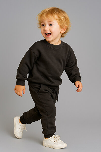 minibambi New Season Boy's Under-Top Suit Solid Color Anthracite