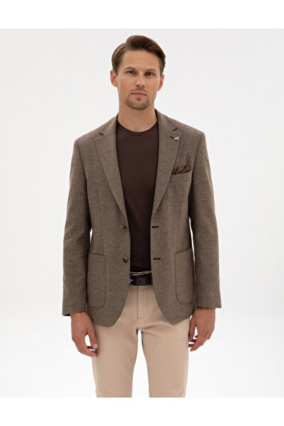Pierre Cardin Kahverengi Slim Fit Balıksırtı Ceket 50317640-VR029