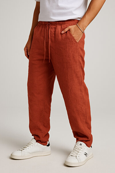 Lucido Erkek Turuncu Keten Pantolon