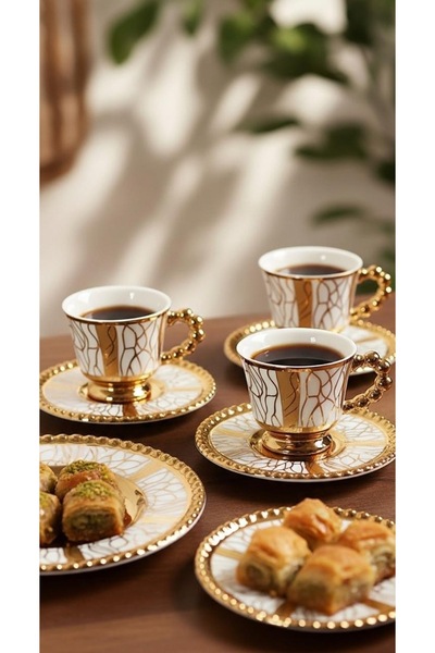 Generic Turkish coffee cup set with saucers
