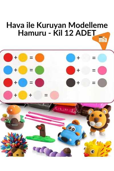 Genel Markalar OZANKİL AİR CLAY ZIPLAYAN KİL Hava ile Kuruyan Modelleme Kili ( 115 GR ) 12 ADET