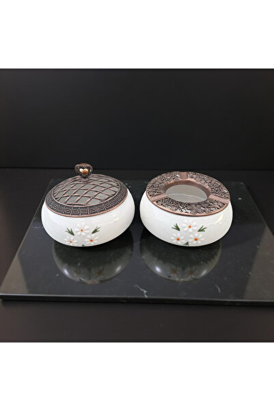 İlbay Çini Takı Papatya Buket' Candy Bowl and Ashtray Set